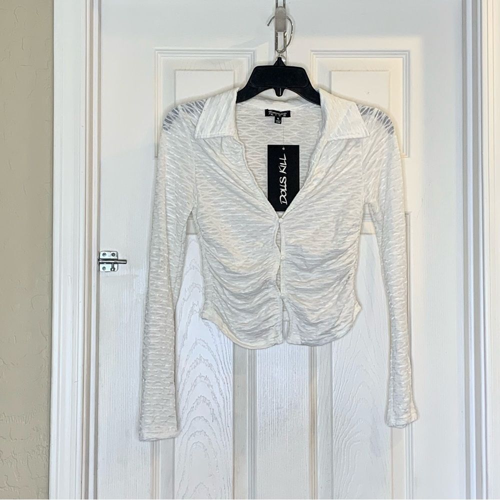Dolls Kill Generation Kiss Lucy Crop Top White Size Small